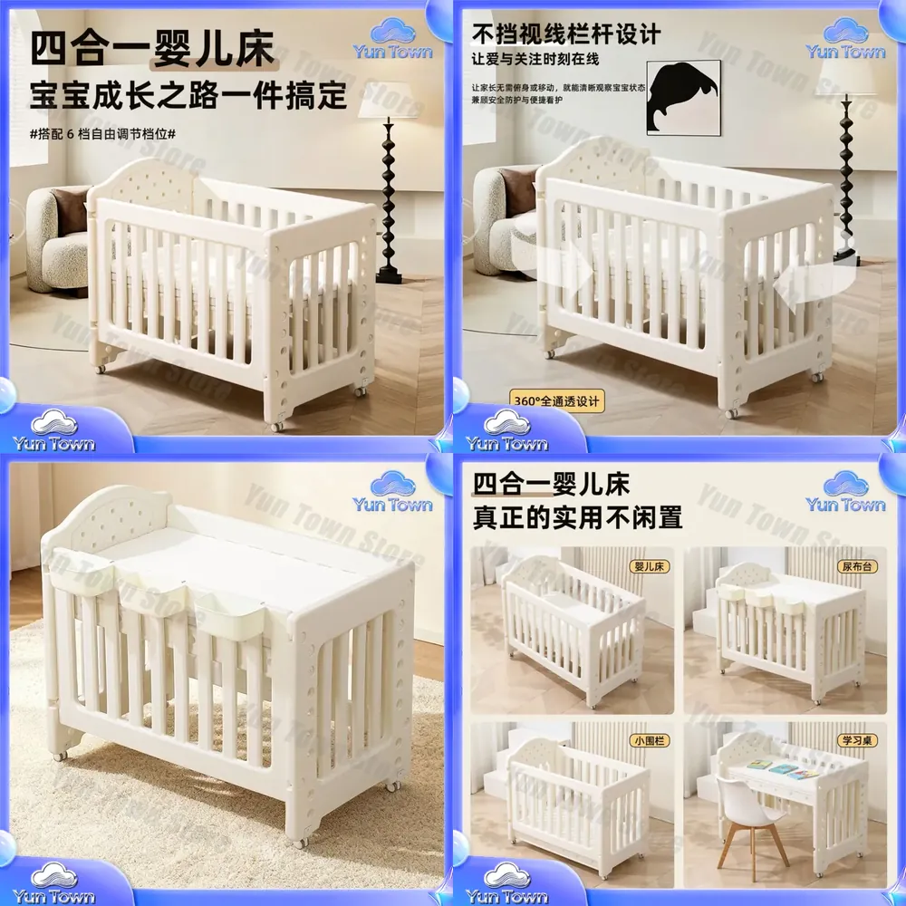 Baby Nursery With Queen Bed - Berço Multifuncional Portátil para Recém-Nascidos, Cama
