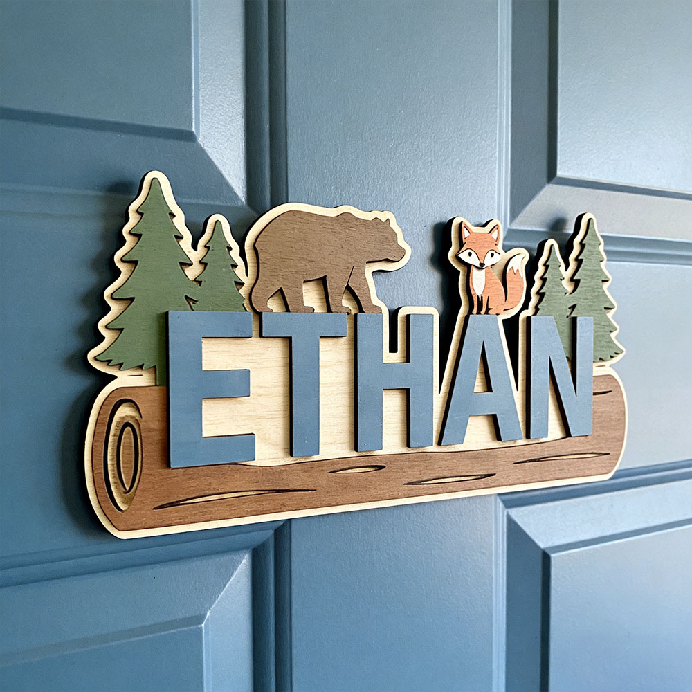 Baby Nursery Tree - Placa de Madeira Personalizada com Nome