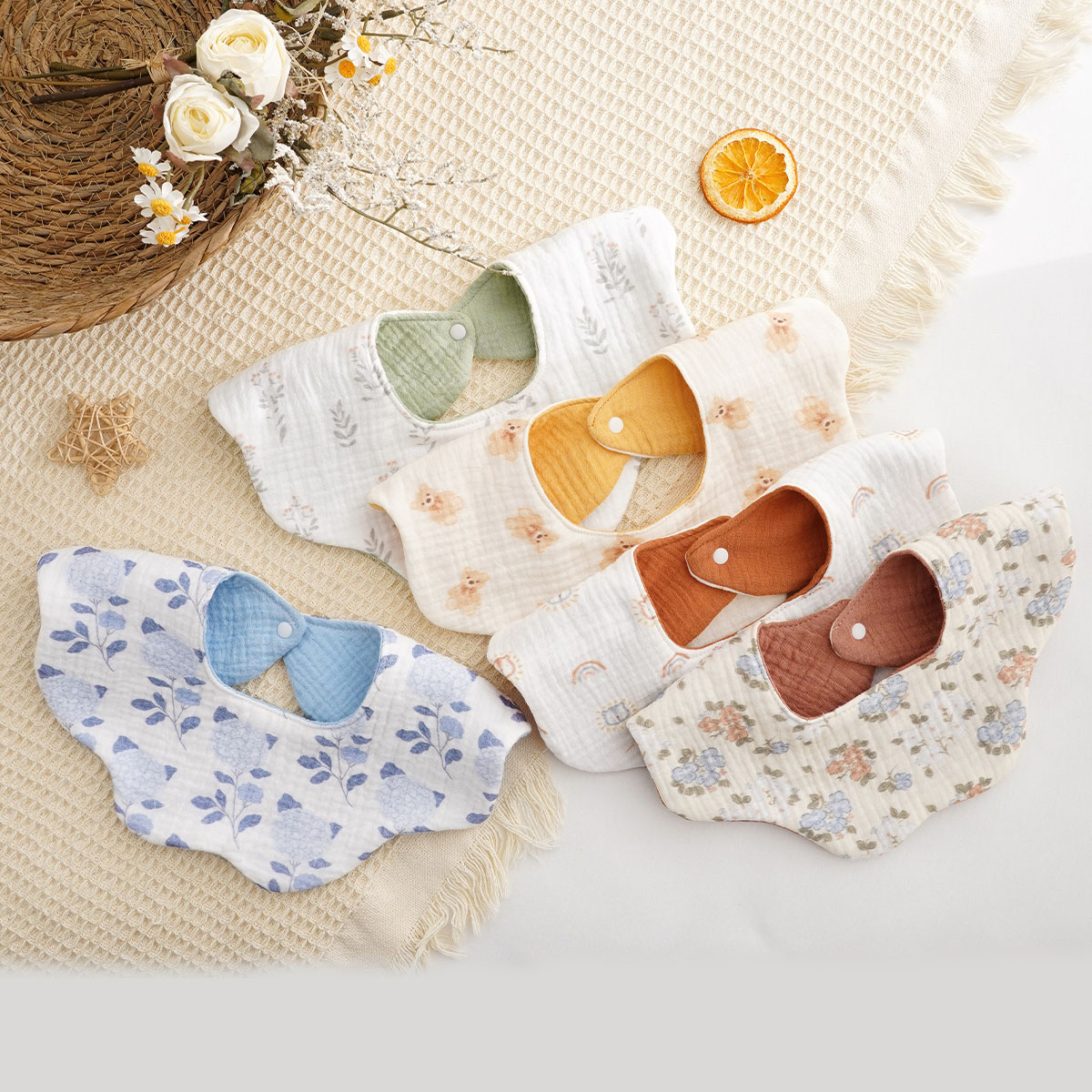Baby Nursery Set - Happyflute 5 Peças/Conjunto de Babadores para