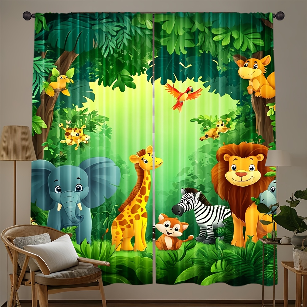 Baby Nursery Jungle - 2 Cortinas de Animais em Estilo