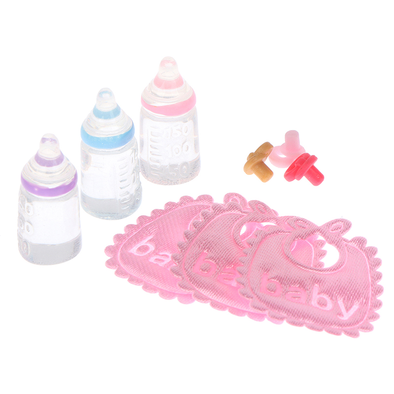 Baby Nursery Dolls - Miniatura Mamadeiras e Chupeta Bibs Set,