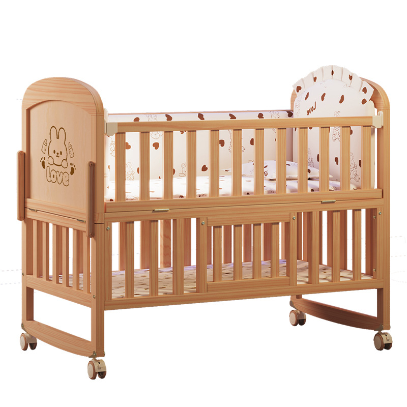 Baby Nursery With Queen Bed - Berço de Madeira Maciça para Bebê,