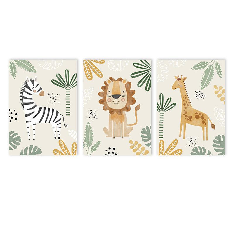 Baby Nursery Jungle - (Sem Moldura 3 Peças) - Pintura