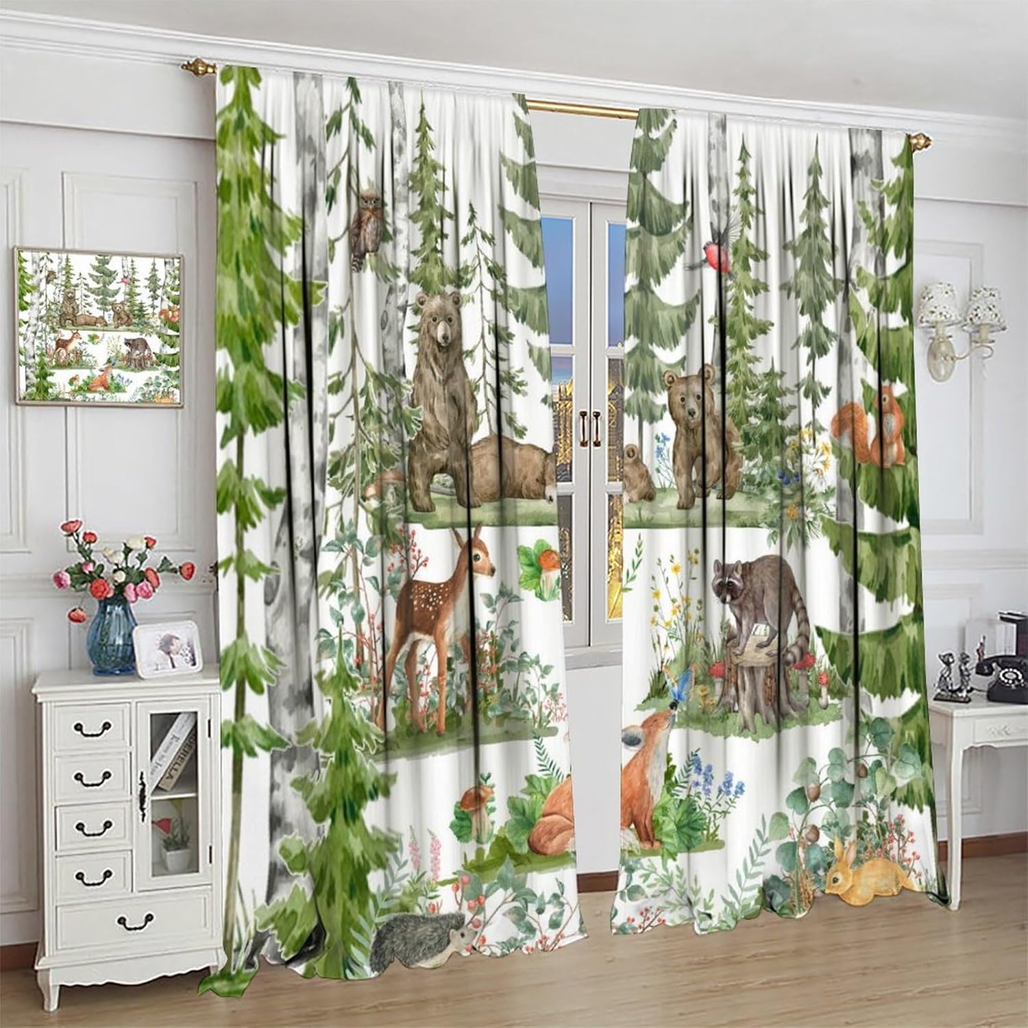 Baby Nursery Tree - Cortinas de animais da floresta para