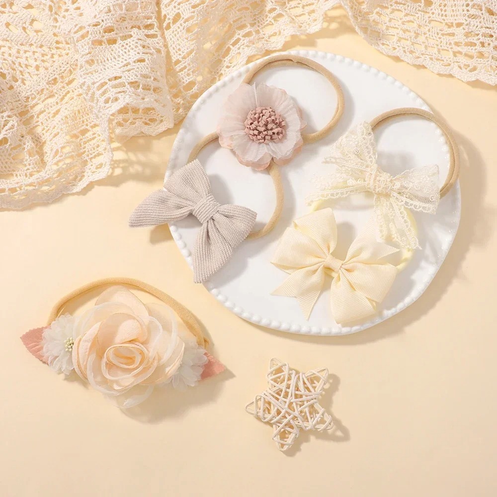 5 pçs bebê flor laço arco band - Baby Nursery Set avaliação e preço